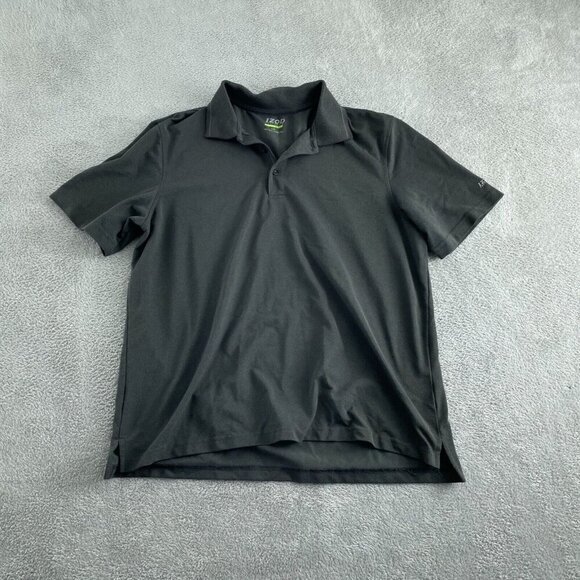 Izod Performance Golf Polo Shirt L/G Black Polyester Mens Top 0635 - Picture 1 of 8